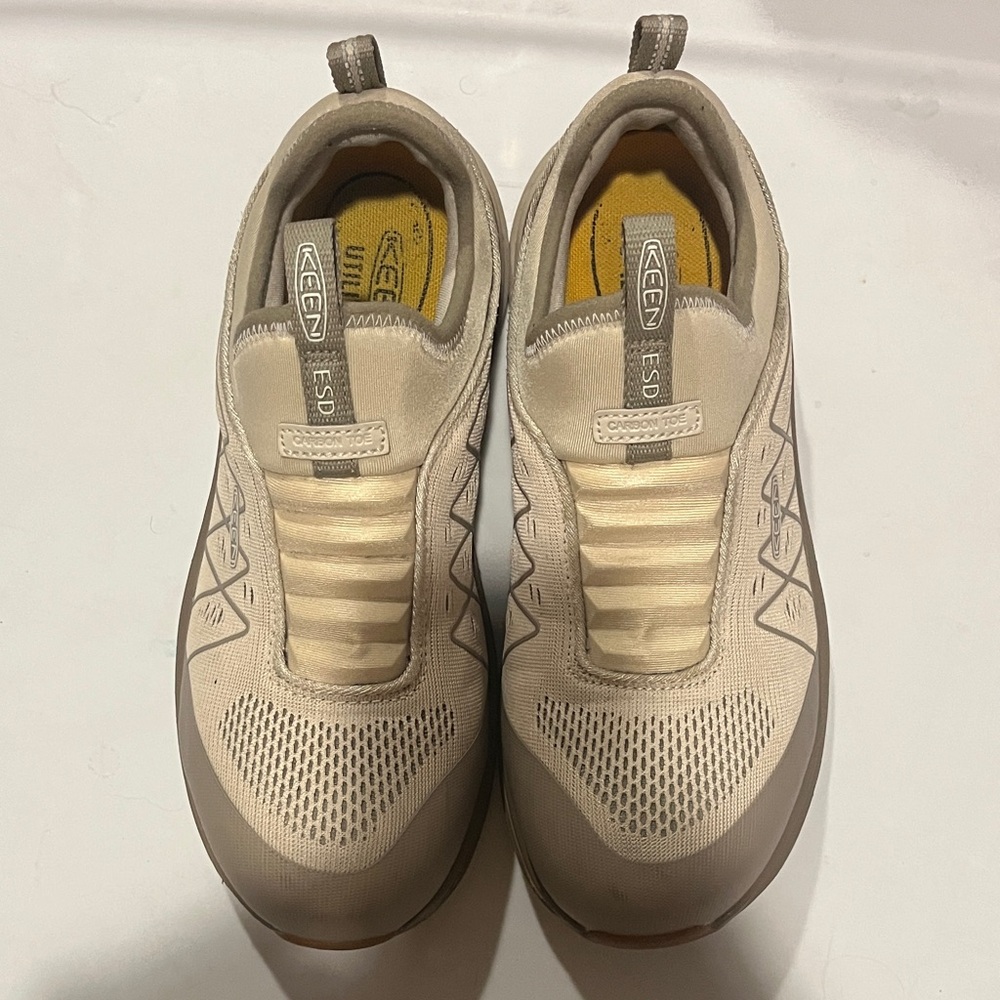 Keen Women's Light Tan Slip-On Carbon Toe ESD Sneakers